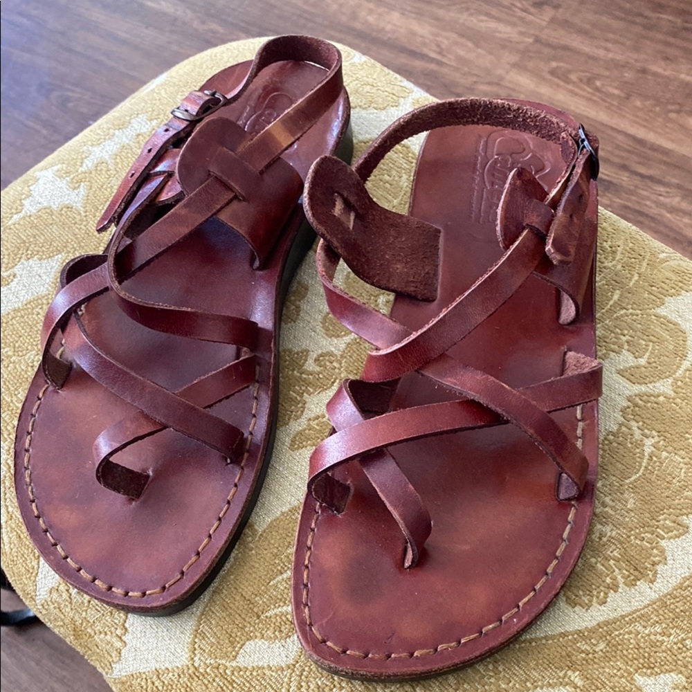 Camel Women’s Leather Strappy Sandals - Brown Woman size 41